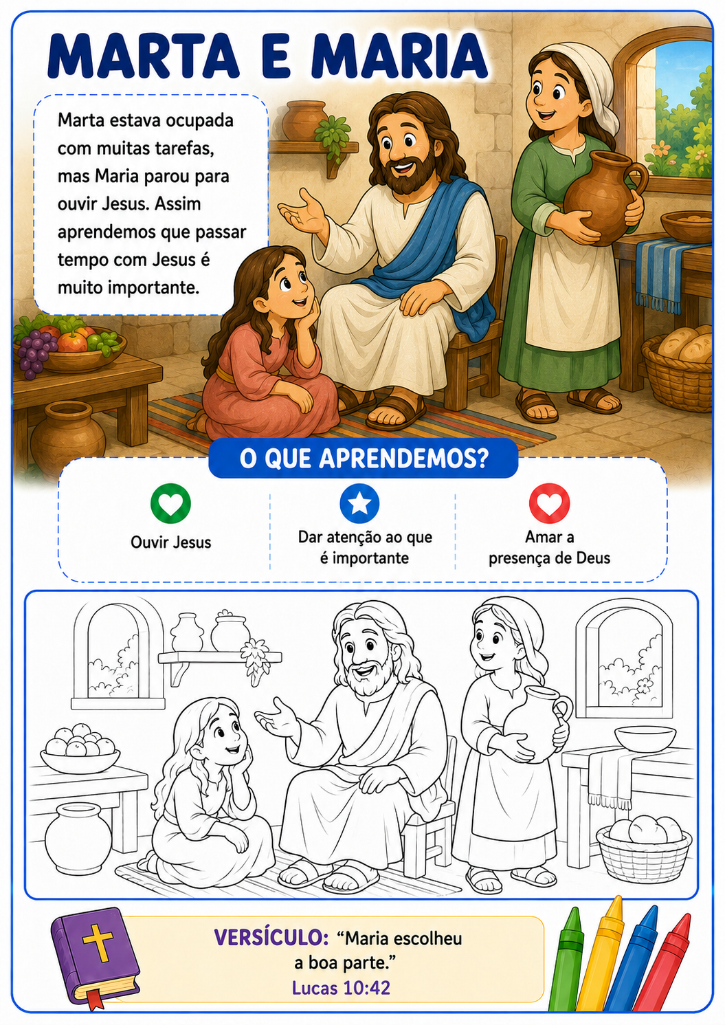 Marta e Maria — página para colorir