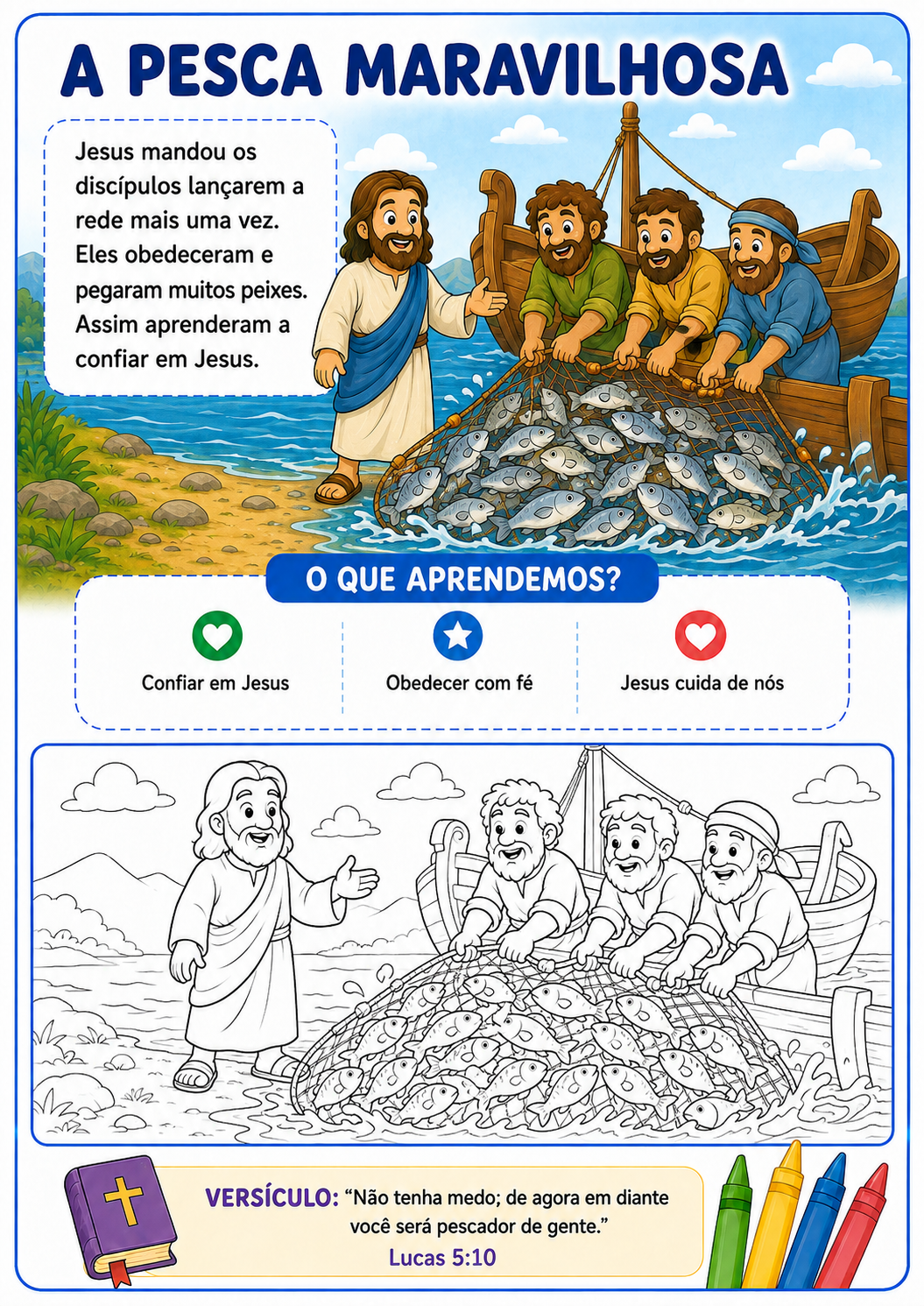 A pesca maravilhosa — página para colorir