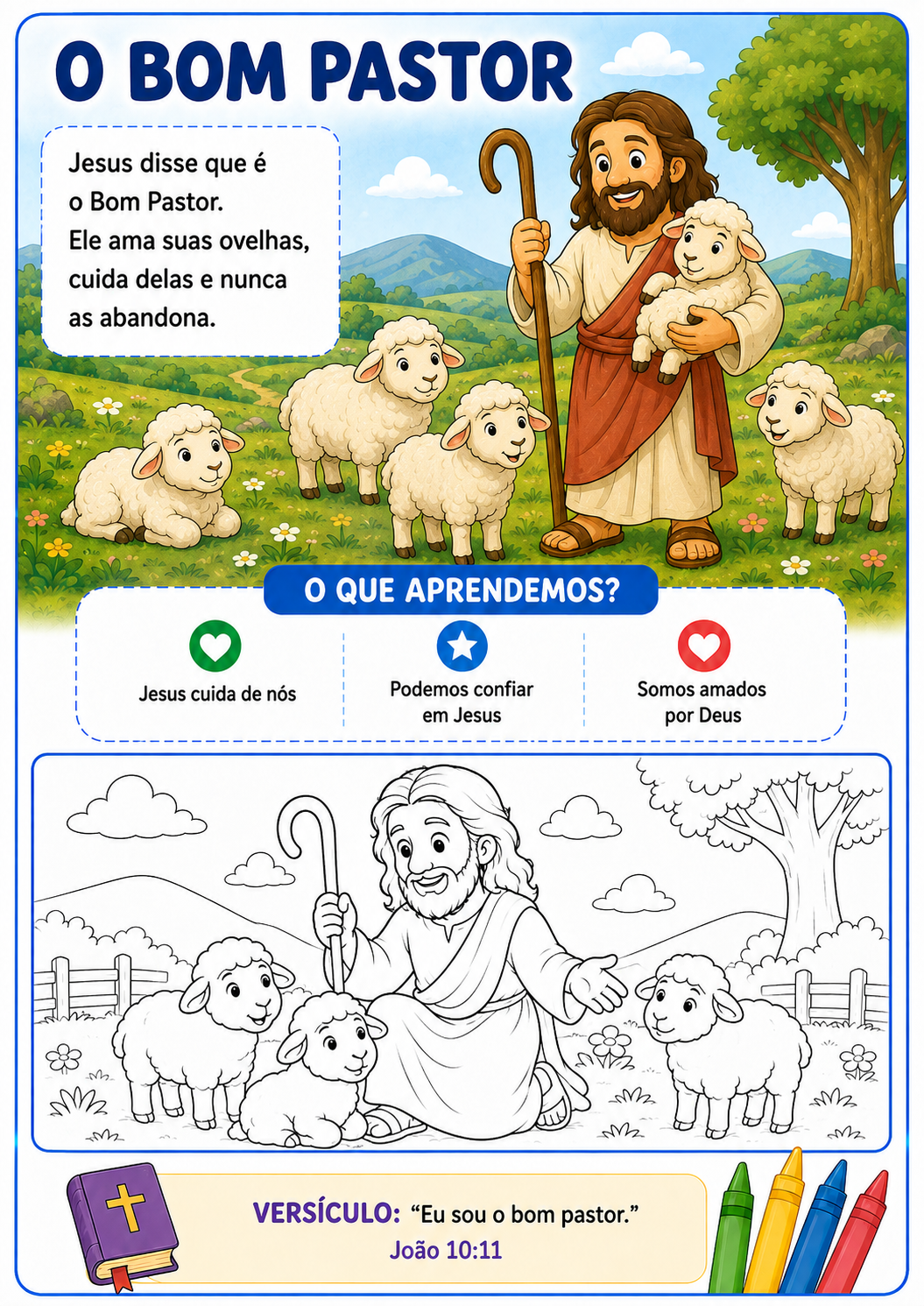 O Bom Pastor — página para colorir