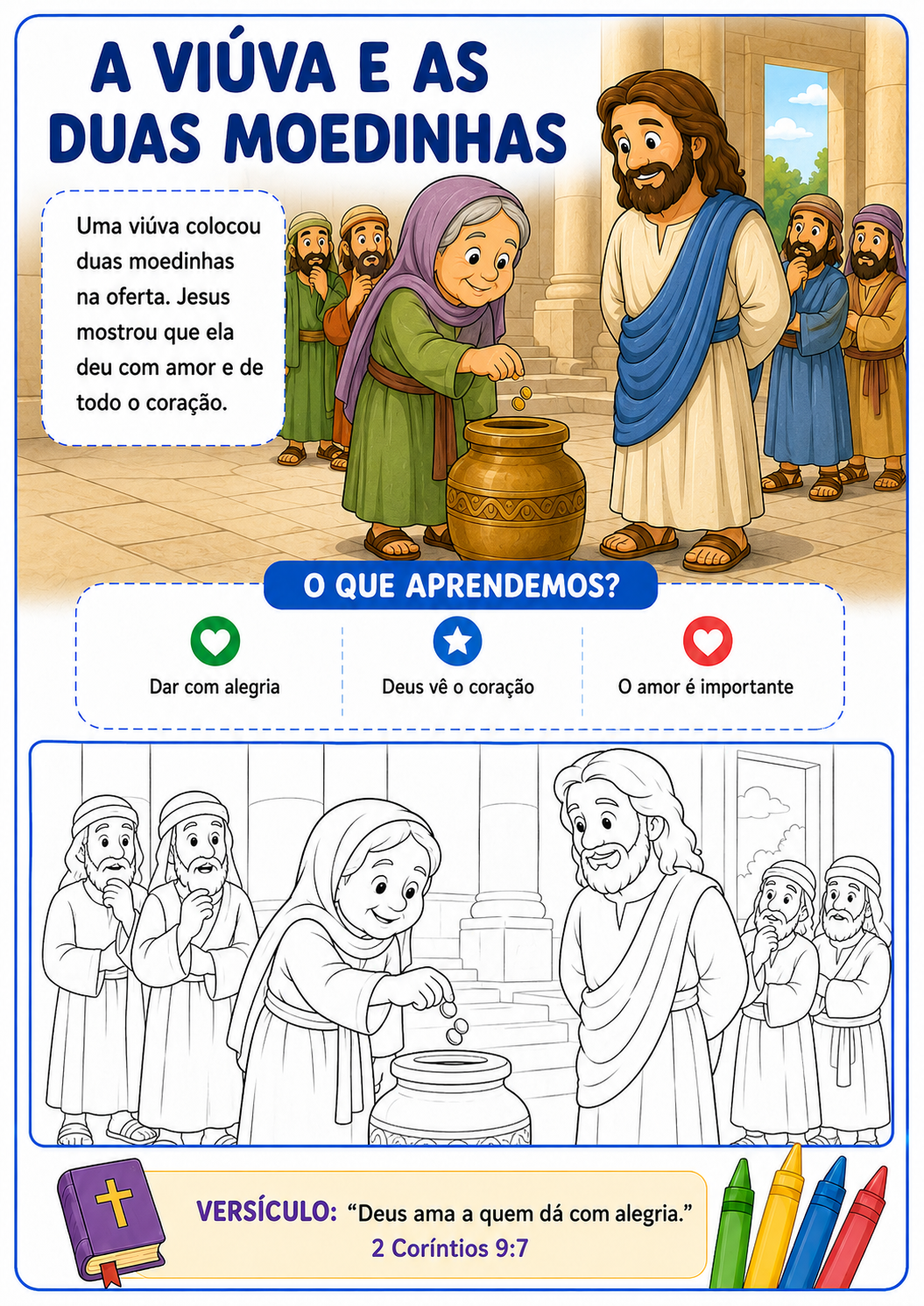 A viúva e as duas moedinhas — página para colorir